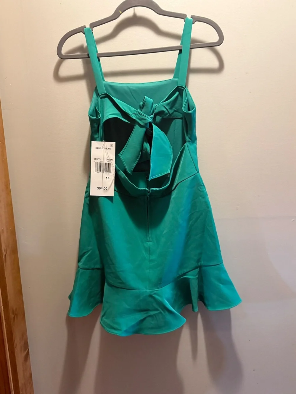 Rare Editions Teal Ruffle Hem Formal Dress